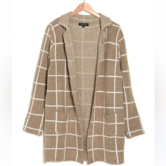 Joseph A Sweaters - NWOT Joseph A Windowpane Plaid Notch Collar Cardigan